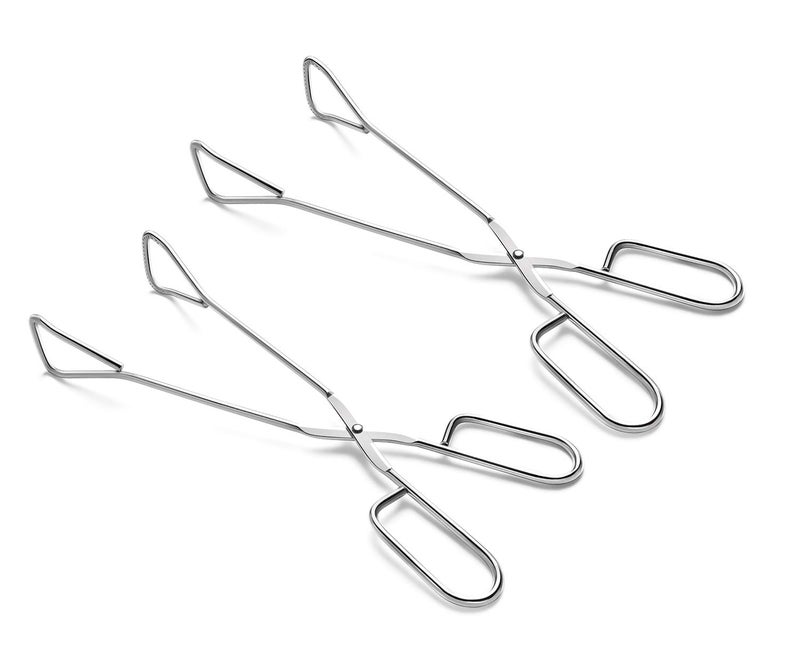 Hiash 11" Heavy Duty Stainless Steel Kitchen Scissor Tongs with Comfortable Ergonomic Grip, Heat Resistant Tongs for Cooking & BBQ, Set of 2 - Image 1
